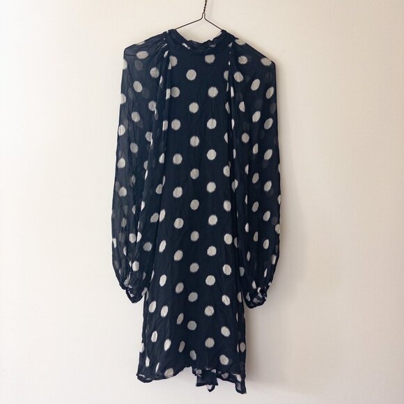 NWT Anthropologie Maeve Long-Sleeve Polka Dot Sheer Mini Dress, Size Medium - Picture 7 of 14